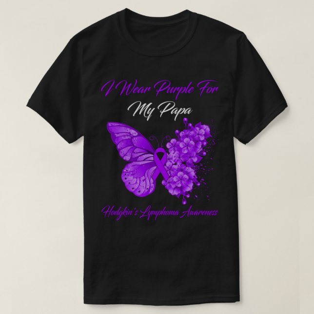 Butterfly I Bära Lila för min Pappa Hodgkins Lymp T Shirt (Design framsida)