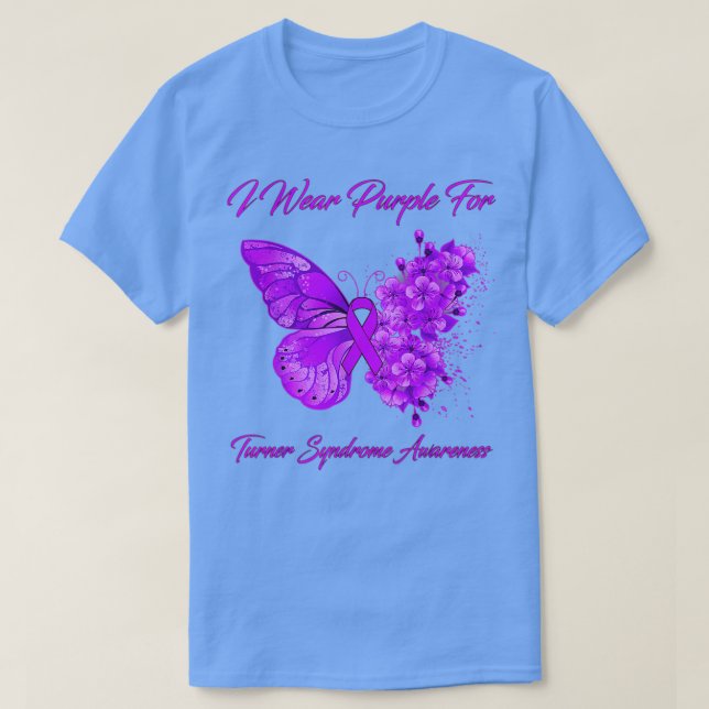 Butterfly I Bära Lila for Turner Syndrome Awaren T Shirt (Design framsida)