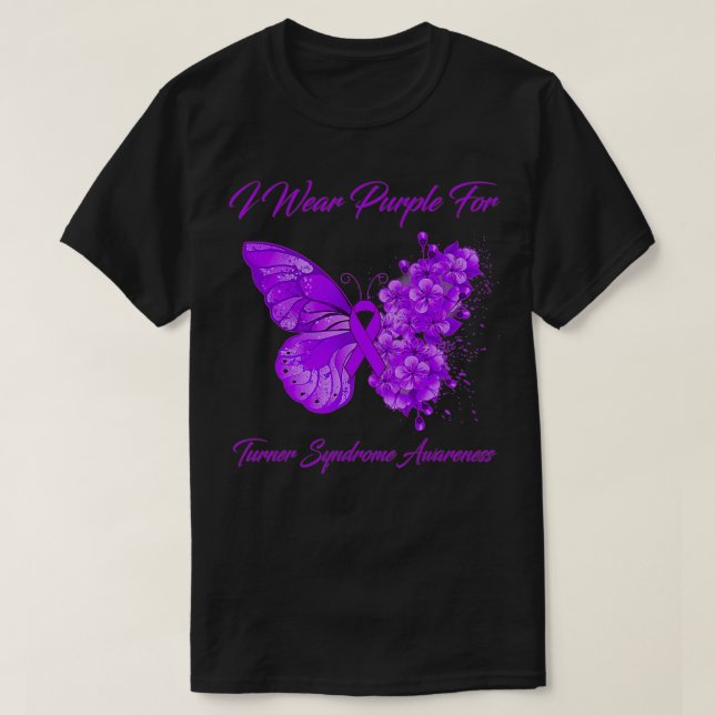 Butterfly I Bära Lila for Turner Syndrome Awaren T Shirt (Design framsida)