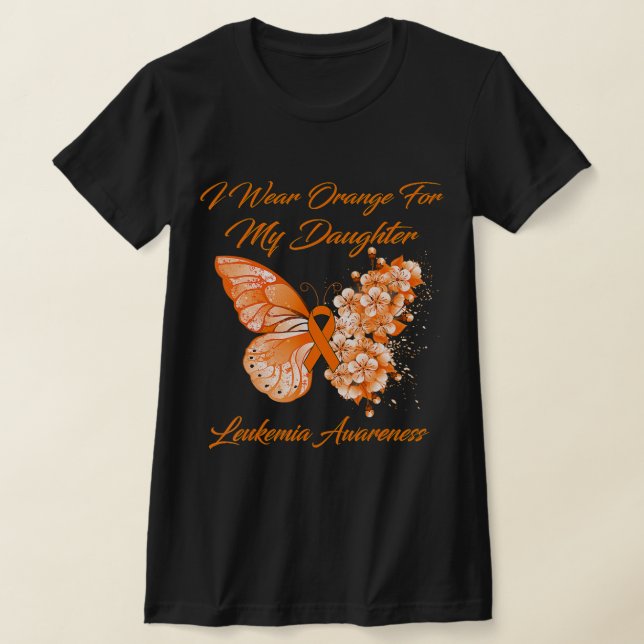 Butterfly I Bära Orange för min dotter Leukemi A T Shirt (Laydown)