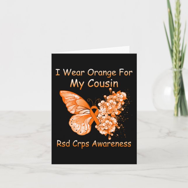 Butterfly I Bära Orange för min kusin RSD CRPS Awa Kort (Framsida)