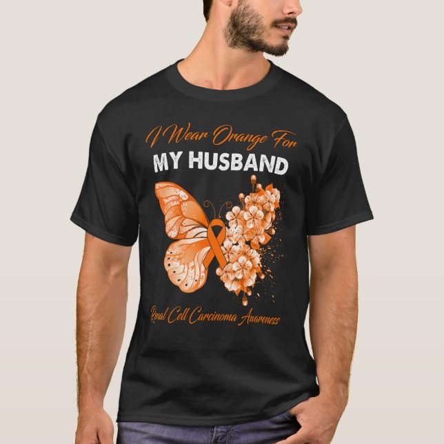 Butterfly I Bära Orange för min Make-njurcell T Shirt (Framsida)