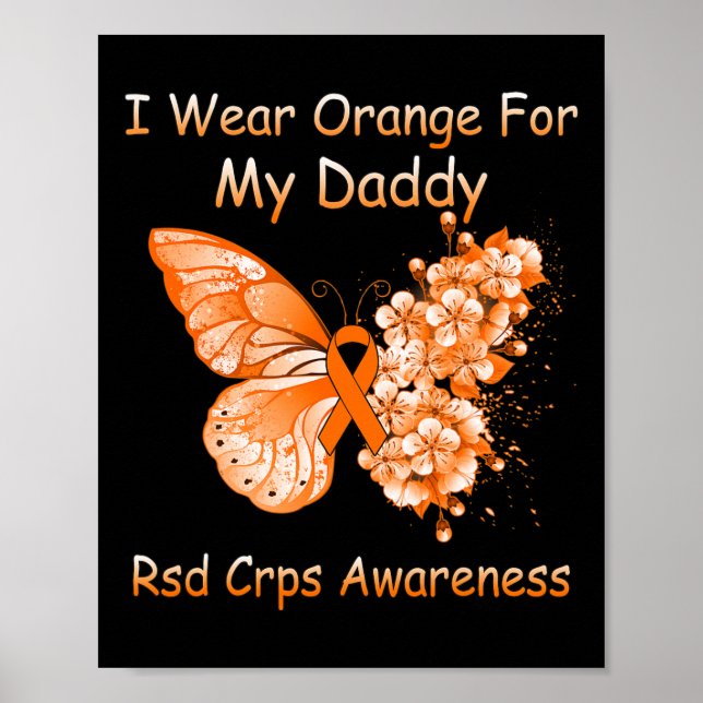 Butterfly I Bära Orange för min pappa RSD Crps Awa Poster (Framsidan)