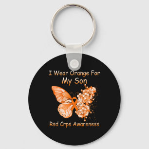 Butterfly I Bära Orange för min son RSD Crps Aware Nyckelring