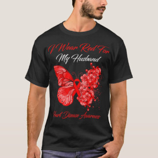 Butterfly I Bära Red för min Make hjärtsjukdom T Shirt