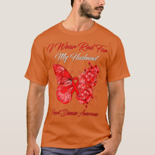 Butterfly I Bära Red för min Make hjärtsjukdom T Shirt