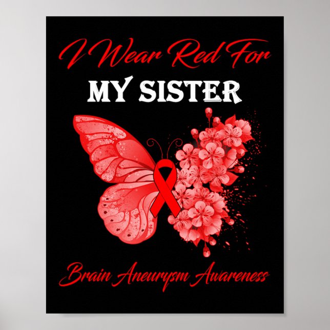 Butterfly I Bära Red för min syster Brain Aneurysm Poster (Framsidan)