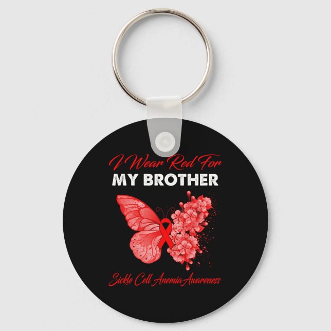Butterfly I Bära Red for my Brother Sickle Cell an Nyckelring (Framsida)