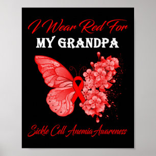 Butterfly I Bära Red for My Grandpa Sickle Cell an Poster
