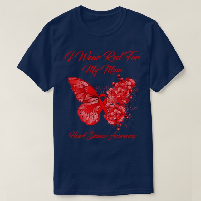 Butterfly I Bära Red for My Mamma Heart Disease Aw T Shirt (Design framsida)