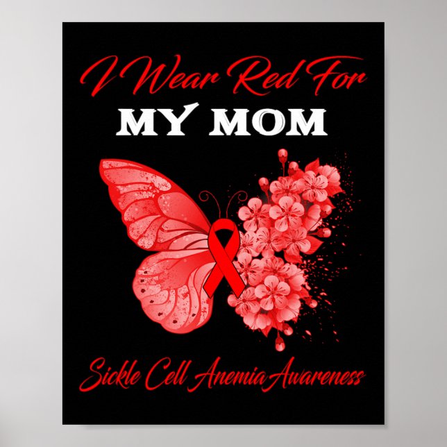 Butterfly I Bära Red for My Mamma Sickle Cell Anem Poster (Framsidan)