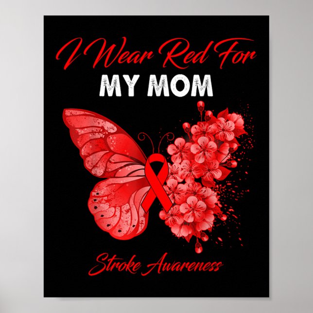 Butterfly I Bära Red for My Mamma Stroke Awareness Poster (Framsidan)