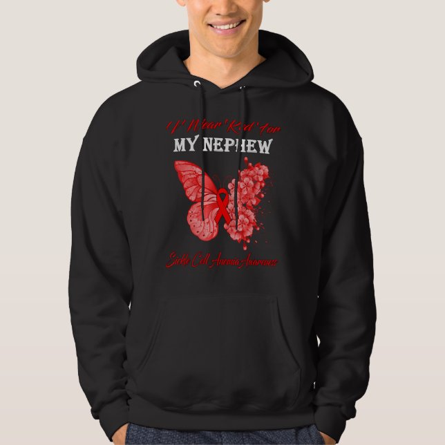 Butterfly I Bära Red for My Nephew Sickle Cell Ane Hoodie (Framsida)