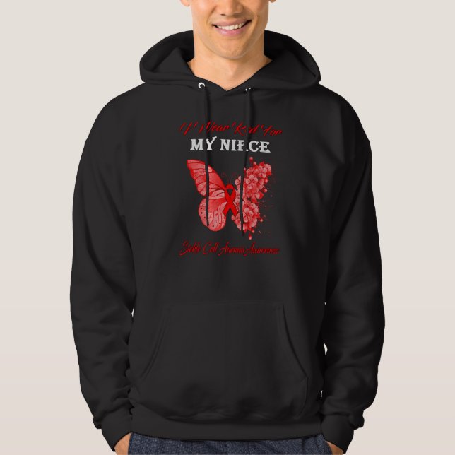 Butterfly I Bära Red for My Niece Sickle Cell Anem Hoodie (Framsida)