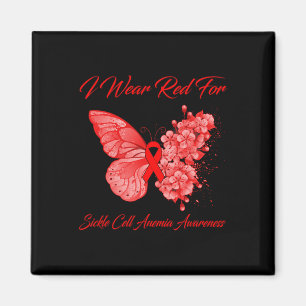 Butterfly I Bära Red for Sickle Cell Anemia Awaren Magnet