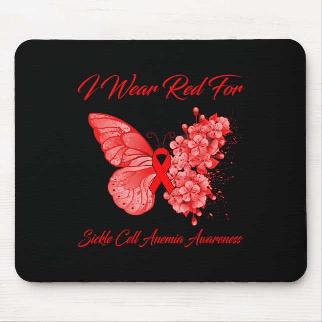 Butterfly I Bära Red for Sickle Cell Anemia Awaren Musmatta (Framsidan)