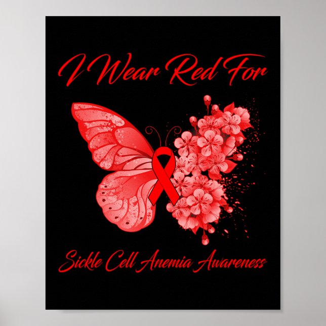 Butterfly I Bära Red for Sickle Cell Anemia Awaren Poster (Framsidan)