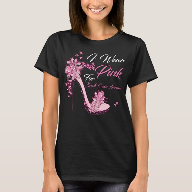 Butterfly I Bära Rosa for Breast Cancer Awareness T Shirt (Framsida)