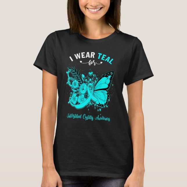 Butterfly I Bära Teal for Interstitial cystit Aw T Shirt (Framsida)