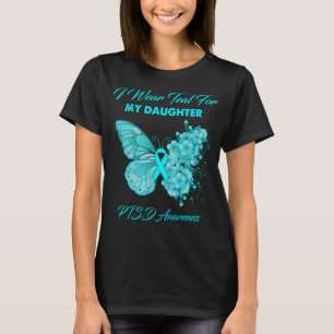 Butterfly I Bära Teal for My DoDotter PTSD T Shirt