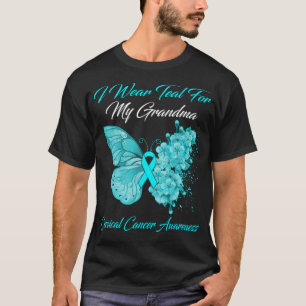 Butterfly I Bära Teal for My Grandma Cervical Canc T Shirt