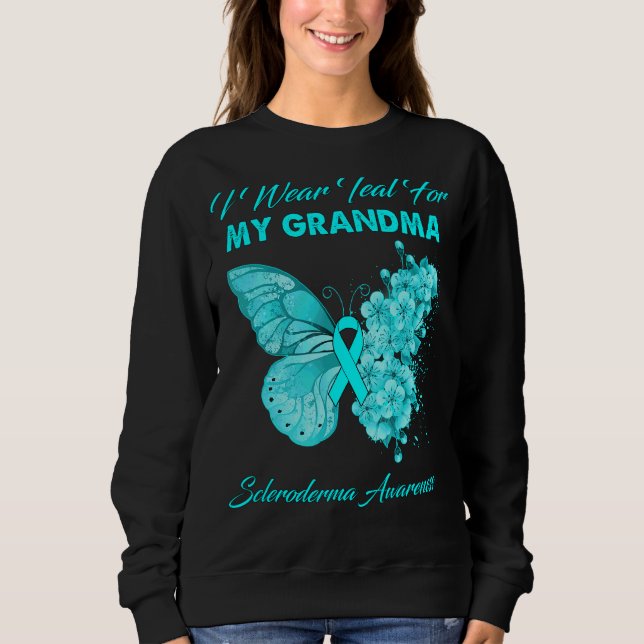 Butterfly I Bära Teal for My Grandma Scleroderma A T Shirt (Framsida)