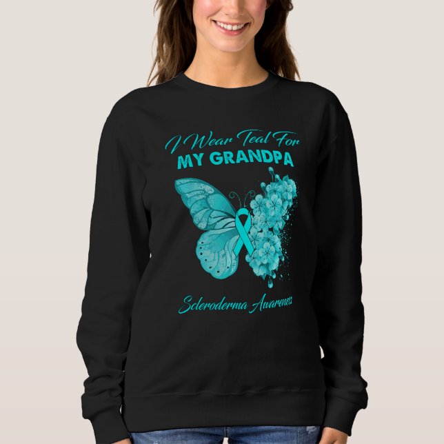 Butterfly I Bära Teal for My Grandpa Scleroderma A T Shirt (Framsida)