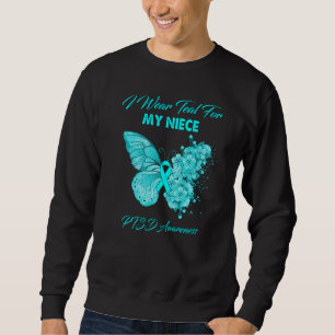 Butterfly I Bära Teal for my Niece Ptsd Awareness Lång Ärmad Tröja