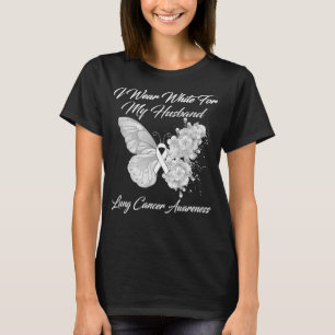 Butterfly I Bära vit för min Make-lungcancer  T Shirt