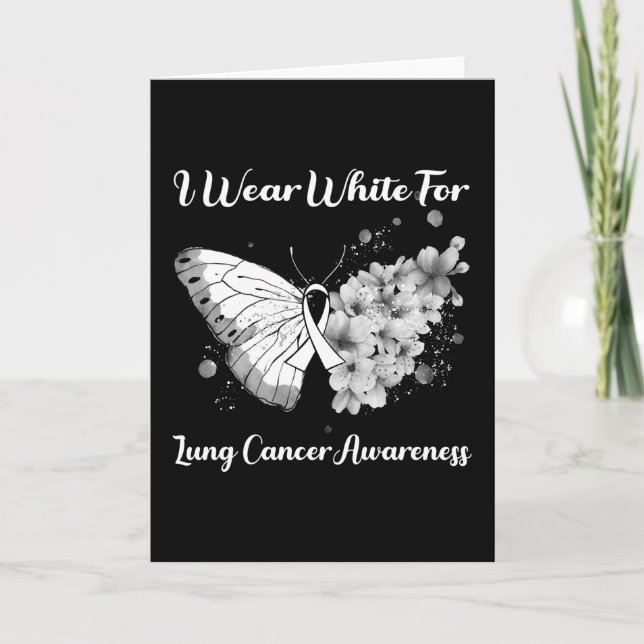 Butterfly I Bära White for Lung Cancer Awareness Kort (Framsida)