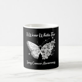 Butterfly I Bära White for Lung Cancer Awareness T Kaffemugg