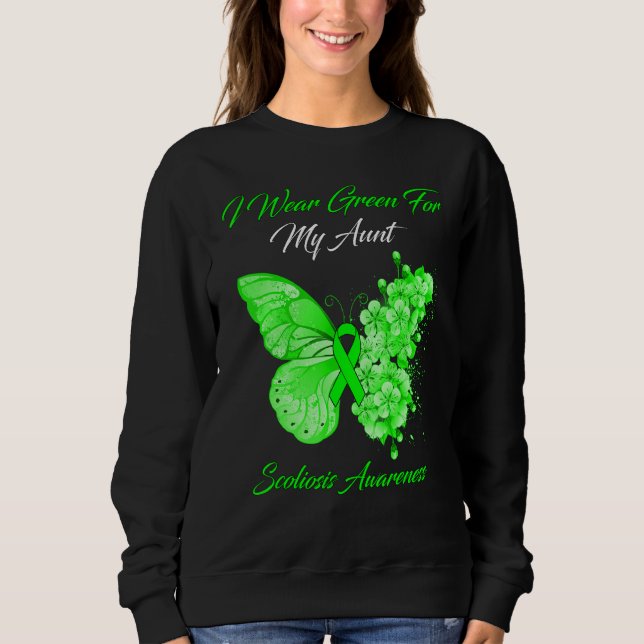 Butterfly I-Bärans Grönt för min Moster-skolios Me T Shirt (Framsida)