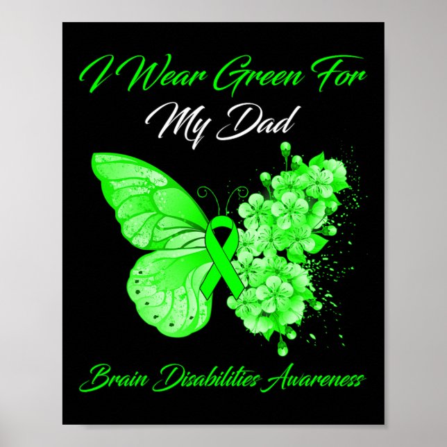 Butterfly I-Bärans Grönt för min Pappa-hjärnfunkti Poster (Framsidan)