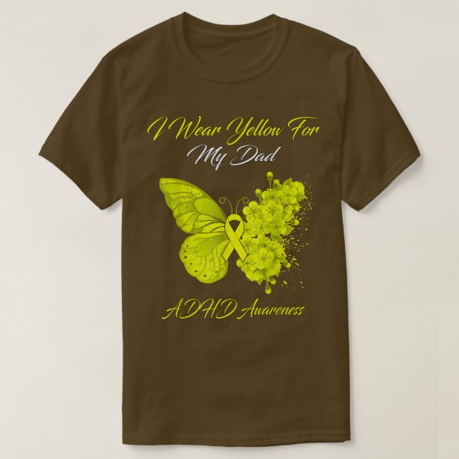 Butterfly I-Bärans Gult för min ADHD-medvetenhet i T Shirt (Design framsida)