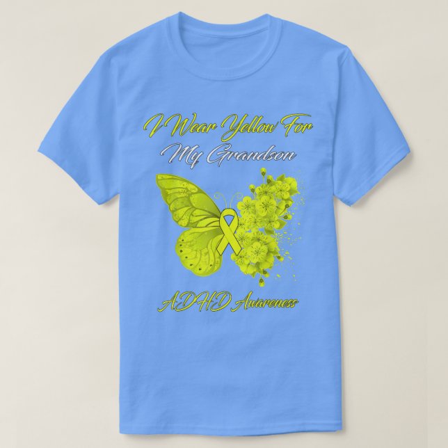 Butterfly I-Bärans Gult för Min Grandson ADHD Medv T Shirt (Design framsida)