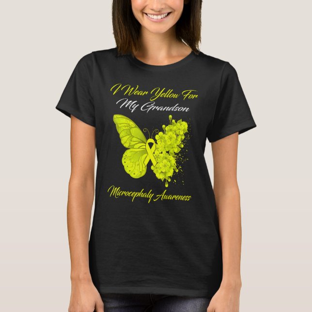 Butterfly I-Bärans Gult för min Grandson Microceph T Shirt (Framsida)