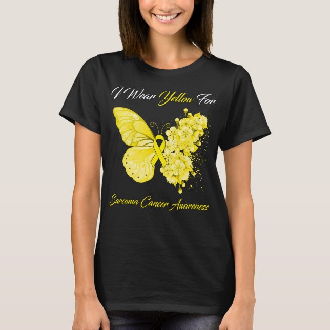 Butterfly I-Bärans Gult för sarkomacancer  T Shirt (Framsida)
