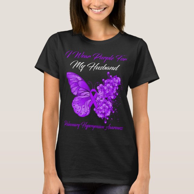 Butterfly I-Bärans Lila för min Make-pulmonell T Shirt (Framsida)