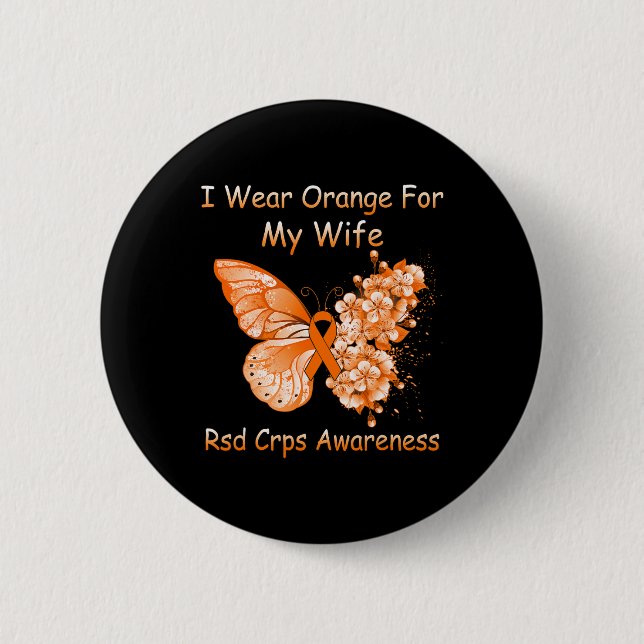 Butterfly I-Bärans Orange för min fru RSD CRPS Med Knapp (Framsida)