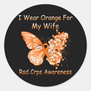 Butterfly I-Bärans Orange för min fru RSD CRPS Med Runt Klistermärke