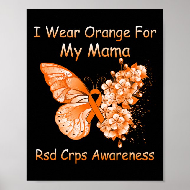 Butterfly I-Bärans Orange för min Mamma RSD Crps M Poster (Framsidan)