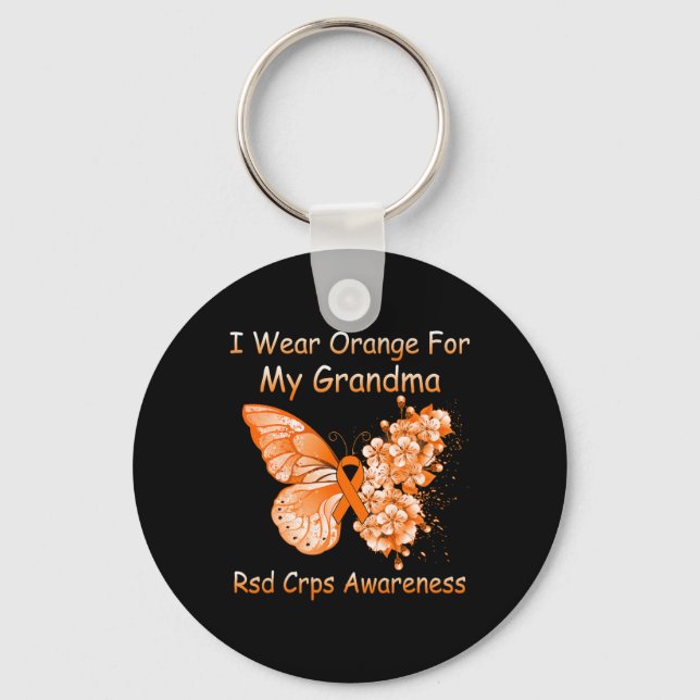 Butterfly I-Bärans Orange för min mormor RSD CRPS  Nyckelring (Framsida)