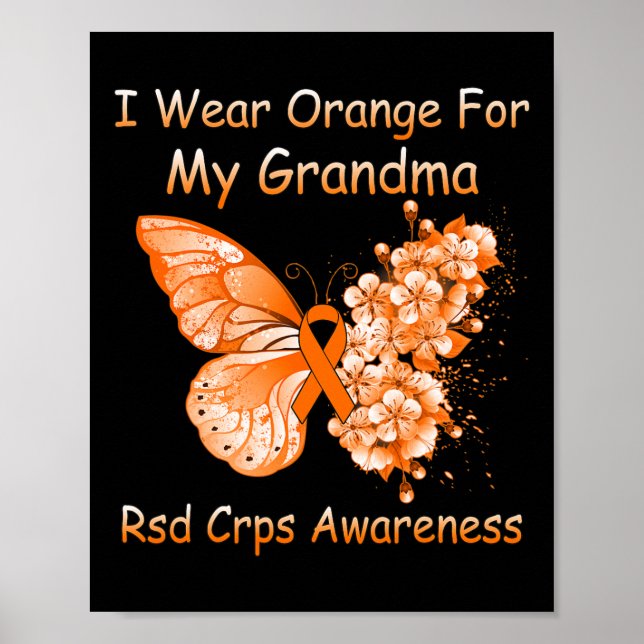 Butterfly I-Bärans Orange för min mormor RSD Crps  Poster (Framsidan)