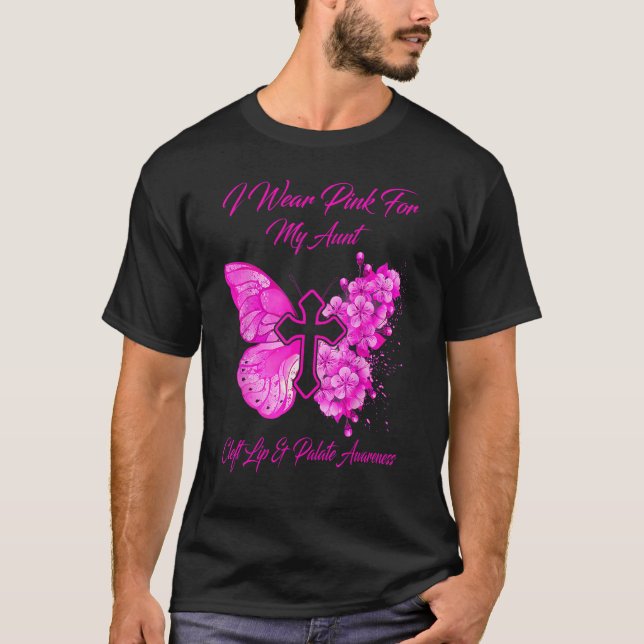 Butterfly I-Bärans Rosa för Moster-vänstra läppar  T Shirt (Framsida)