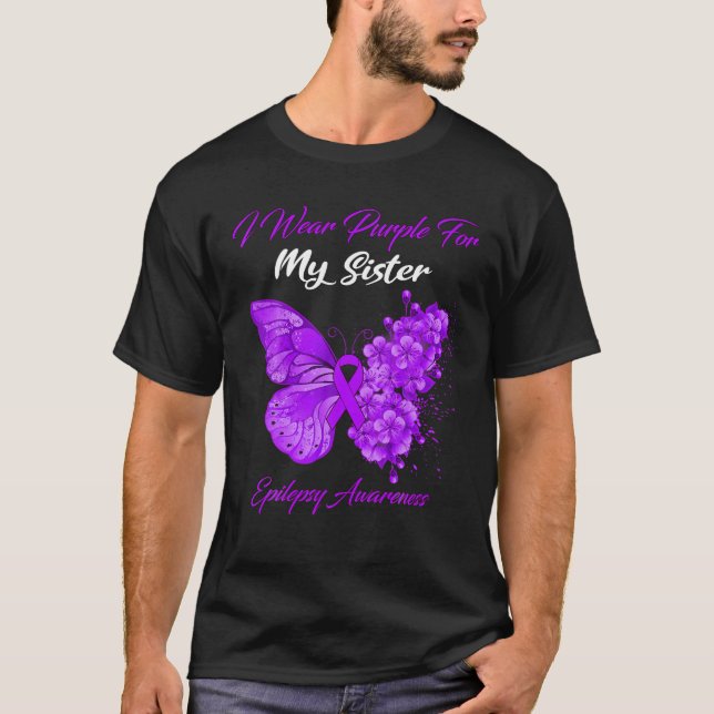 Butterfly I Bäras Lila för min syster Epilepsy Awa T Shirt (Framsida)