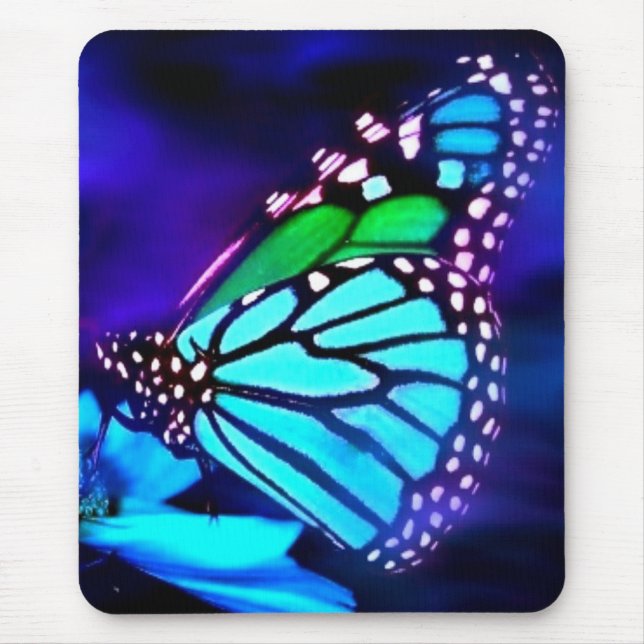Butterfly i blått ljus musmatta (Framsidan)