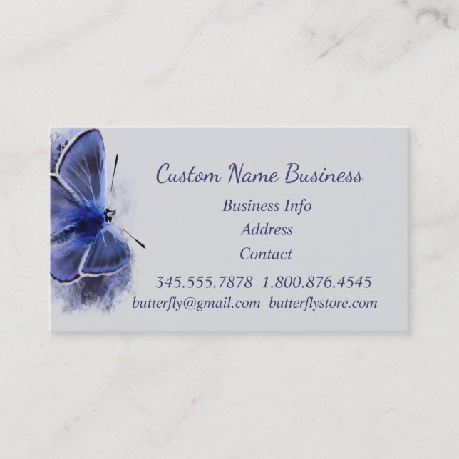 Butterfly i Blue Shop Store Business Visitkort (Framsida)