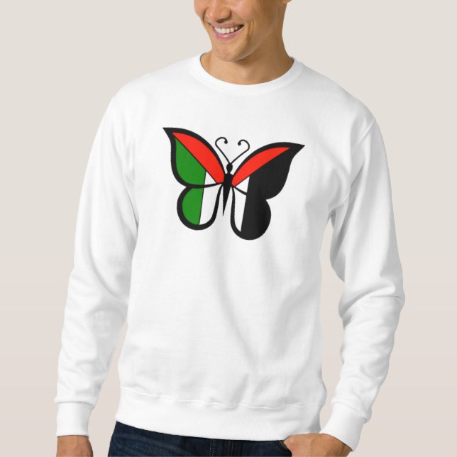 Butterfly i Palestina land flagga färg Lång Ärmad Tröja (Framsida)