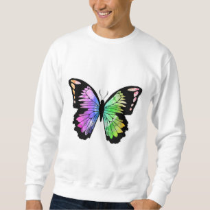 Butterfly i Rainbow Färg Lång Ärmad Tröja
