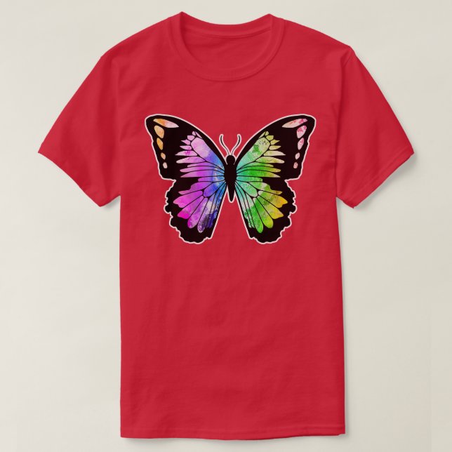 Butterfly i Rainbow Färg T Shirt (Design framsida)